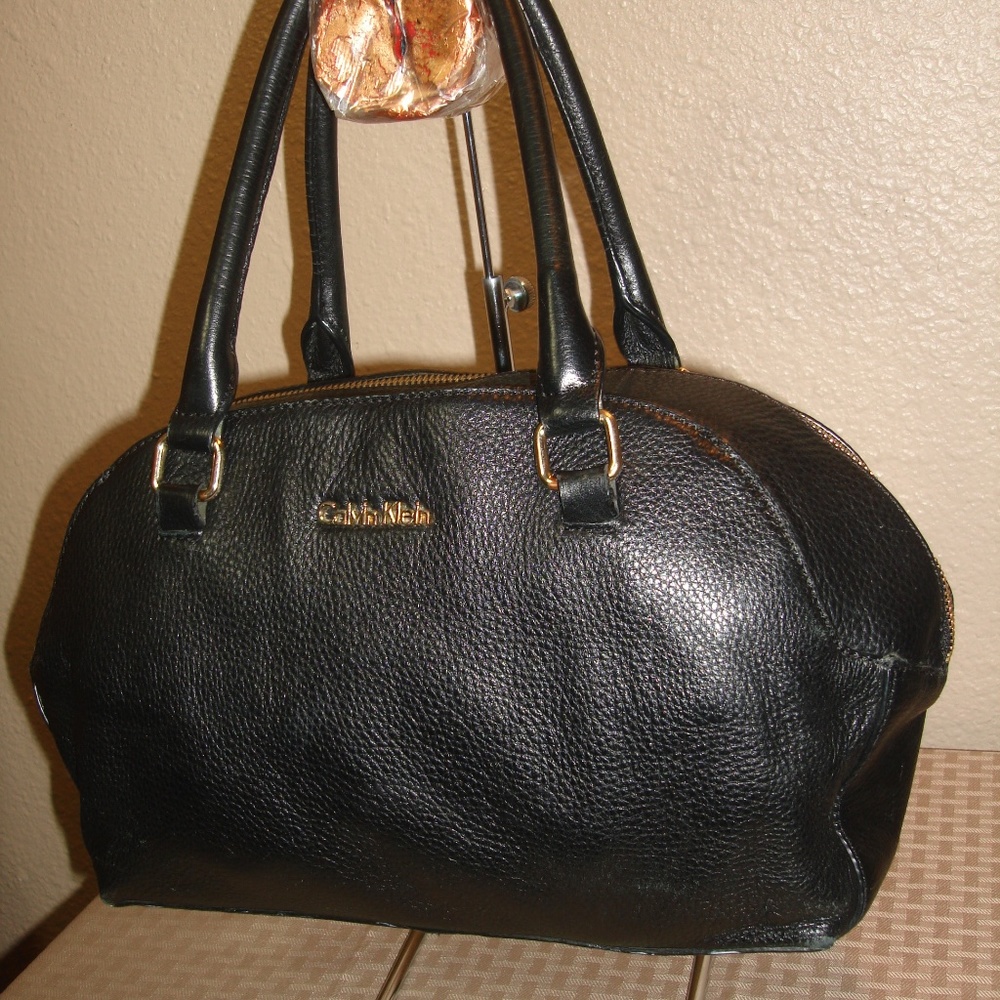 Calvin Klein Black Leather Doctor's Bag Satchel